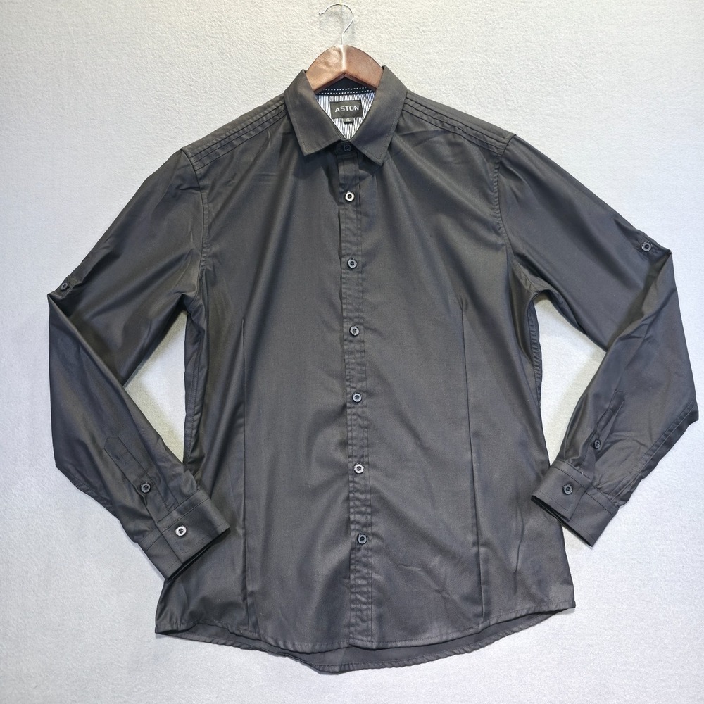 Aston Men's Black‎ Long Sleeve Button Up Shirt Size XL